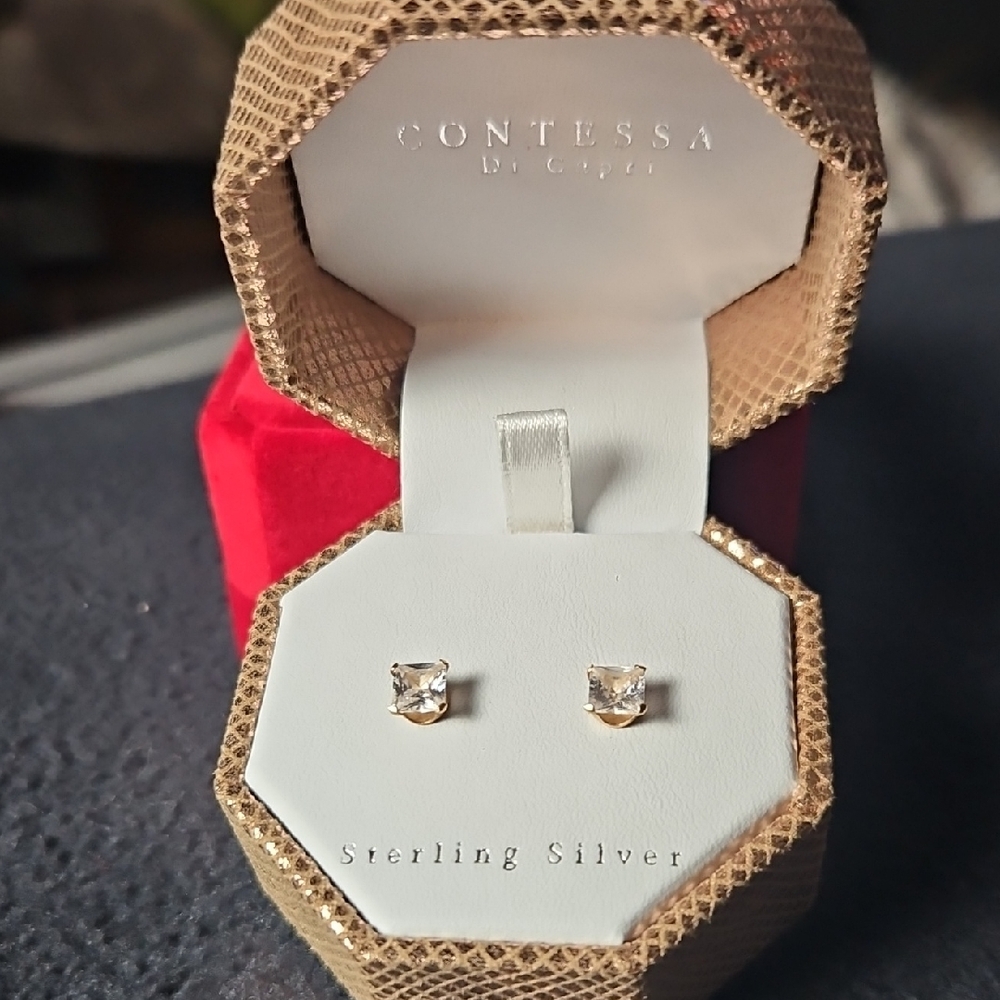 2/$50 - Contessa Sterling Silver Square Stud Earrings